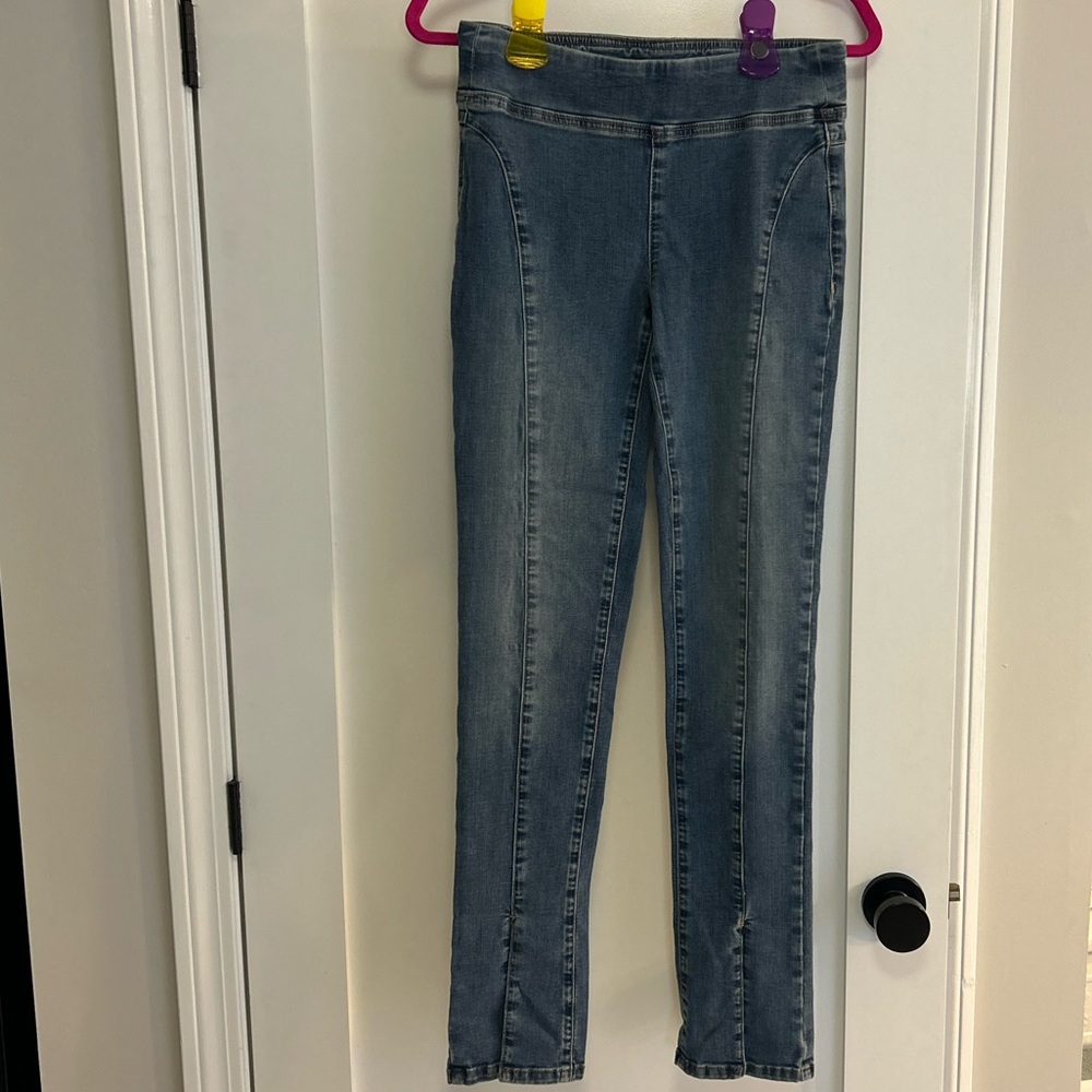 Free People Double Dutch Pull On Skinny Jeans with Front Slit